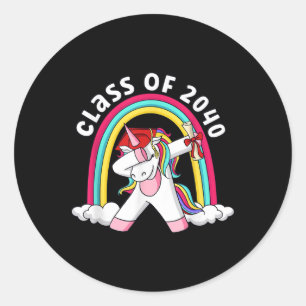 Pegatina Redonda Cl de 2040 Crece Conmigo Graduada Unicornio Primer