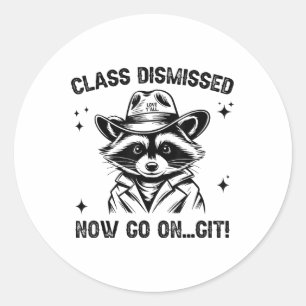 Pegatina Redonda Cl Descartado Ahora Ve A Git Love Yall Raccoon Tea