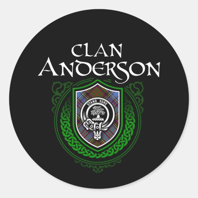 Pegatina Redonda Clan Anderson Scottish Family Tartán (Anverso)