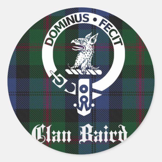 Pegatina Redonda Clan Baird Escudo Tartan (Anverso)