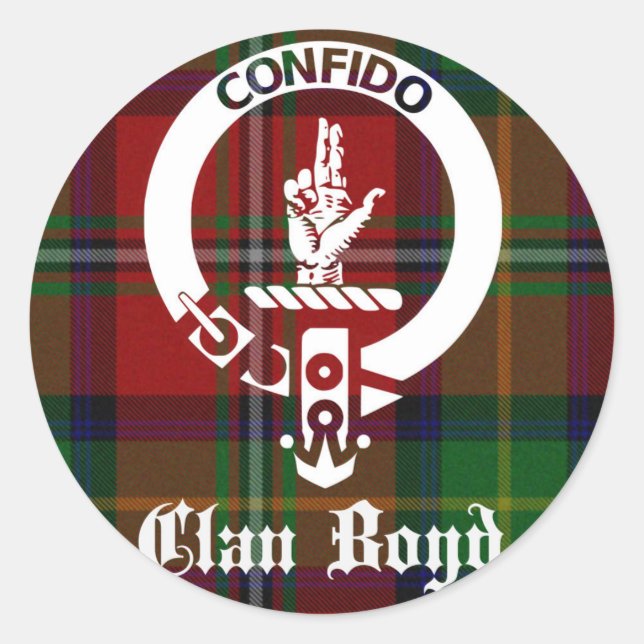 Pegatina Redonda Clan Boyd Escudo Tartan (Anverso)