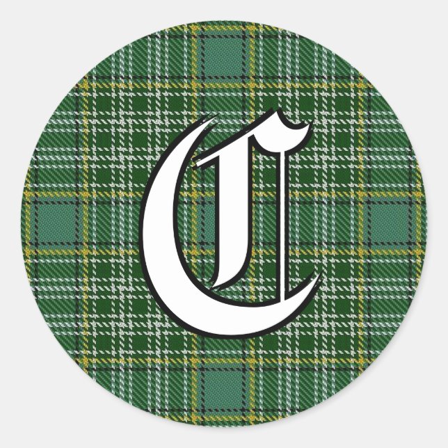 Pegatina Redonda Clan Clan Currie Tartan Monogram (Anverso)