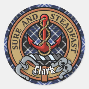 Pegatina Redonda Clan Clark Escudo por Tartán