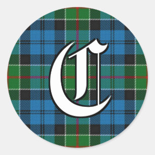 Pegatina Redonda Clan clásico Colquhoun Tartan Monogram