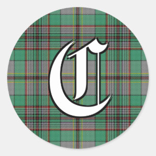 Pegatina Redonda Clan clásico Craig Tartan Monogram