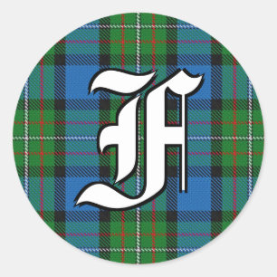 Pegatina Redonda Clan clásico Fergusson Tartan Monogram