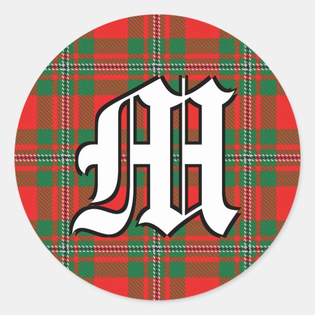 Pegatina Redonda Clan clásico Gregor MacGregor Tartan Monograma (Anverso)