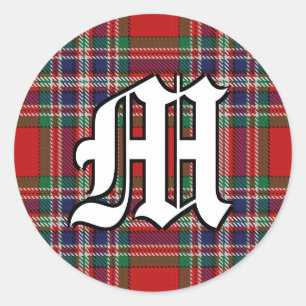 Pegatina Redonda Clan clásico MacFarlane Tartan Monogram