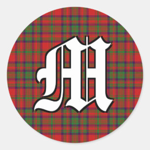 Pegatina Redonda Clan clásico Matheson Tartan Monogram