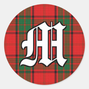 Pegatina Redonda Clan clásico Maxwell Tartan Monogram