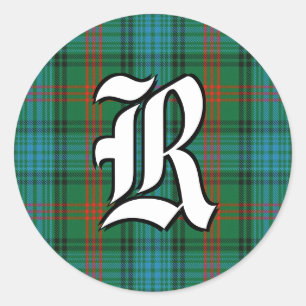 Pegatina Redonda Clan clásico Ross Tartan Monogram