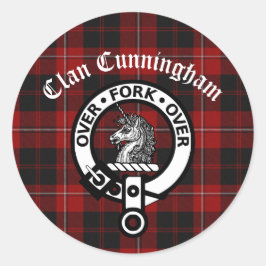 Pegatina Redonda Clan Cunningham Badge & Tartan