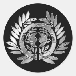 Pegatina Redonda Clan de fecha Kamon Silver Chrome