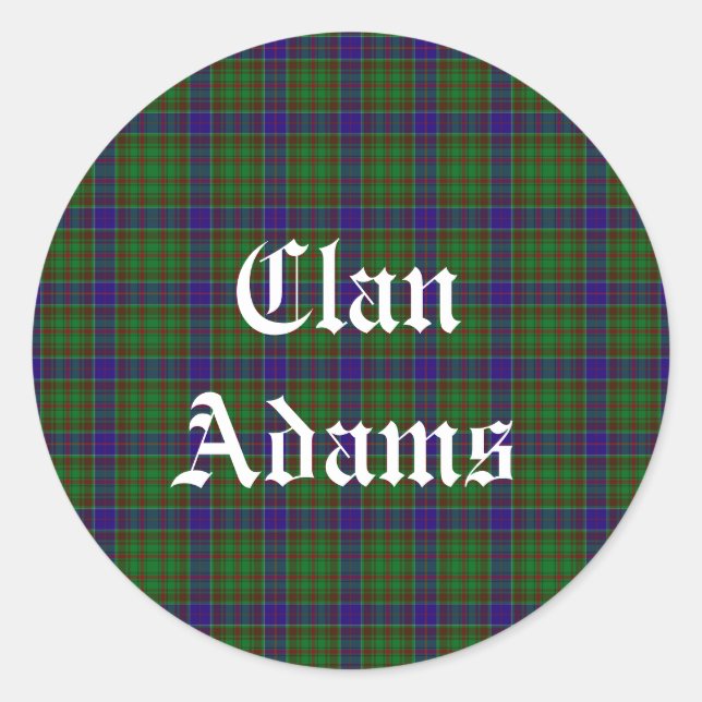Pegatina Redonda Clan escocés Adams Tartan (Anverso)