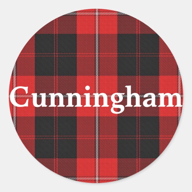 Pegatina Redonda Clan escocés Cunningham Tartan Plaid (Anverso)