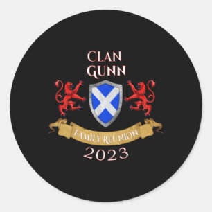 Pegatina Redonda Clan escocés de Gunn Family Reunion 2023