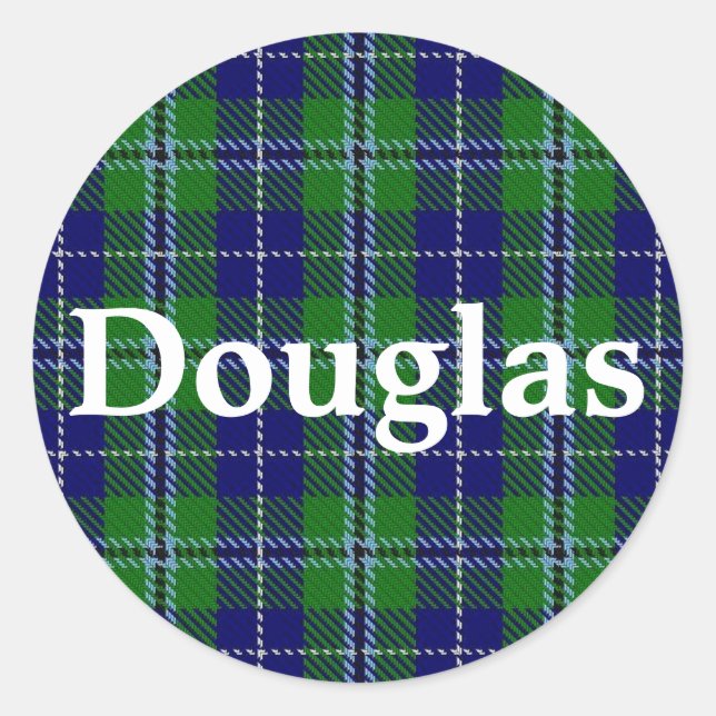 Pegatina Redonda Clan escocés Douglas Tartan Plaid (Anverso)