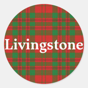 Pegatina Redonda Clan escocés Livingstone Tartan Plaid