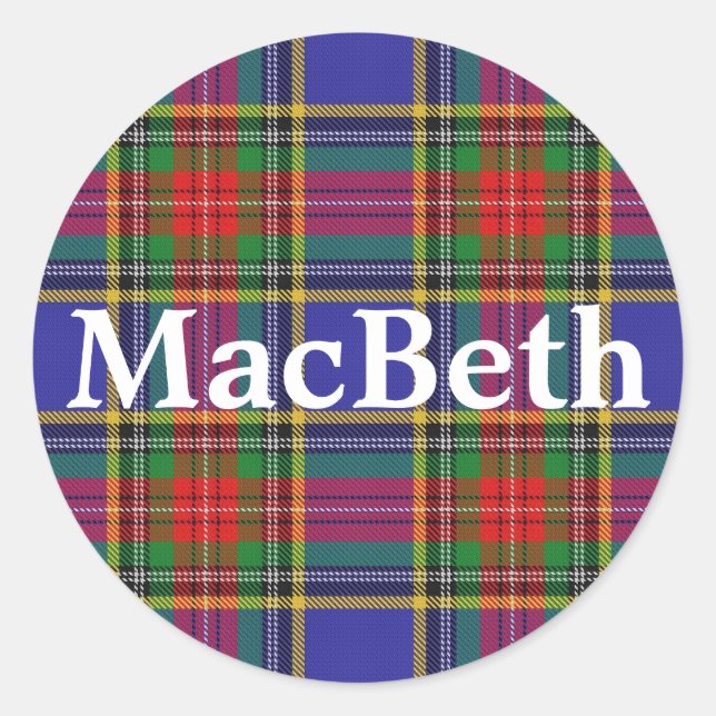 Pegatina Redonda Clan escocés MacBeth Tartan Plaid (Anverso)