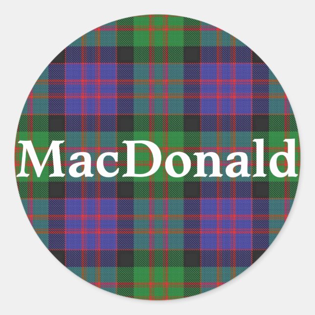 Pegatina Redonda Clan escocés MacDonald Tartan Plaid (Anverso)