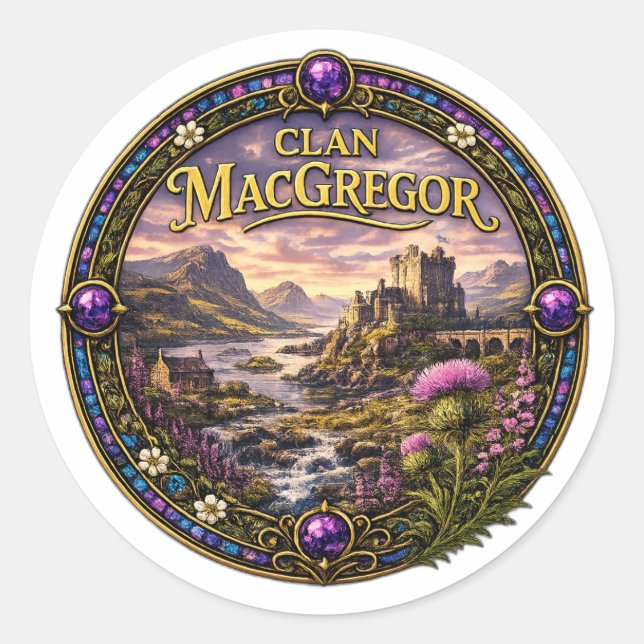 Pegatina Redonda Clan Escocés MacGregor (Anverso)