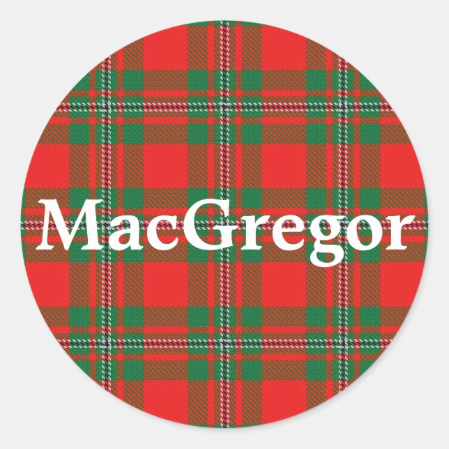 Pegatina Redonda Clan escocés MacGregor Gregor Tartan Plaid (Anverso)