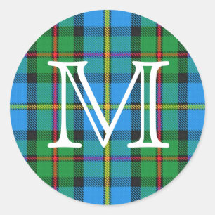 Pegatina Redonda Clan escocés MacLeod de Harris Tartan Monogram