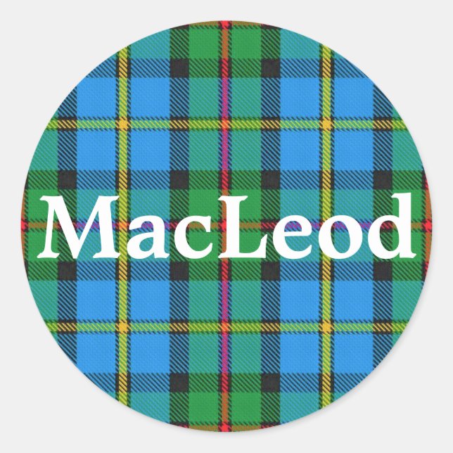 Pegatina Redonda Clan escocés MacLeod de Harris Tartan Plaid (Anverso)