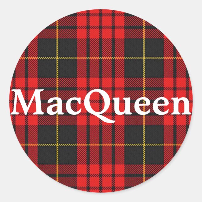 Pegatina Redonda Clan escocés MacQueen Tartan Plaid (Anverso)