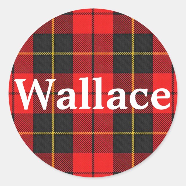 Pegatina Redonda Clan escocés Wallace Tartan Plaid (Anverso)