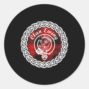 Pegatina Redonda Clan Ewing Apellido Apellido Scottish Tan Escudo