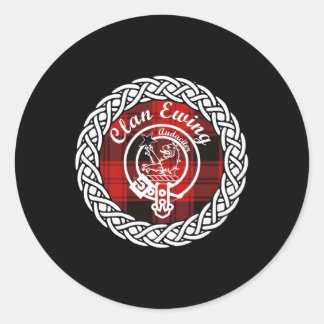 Pegatina Redonda Clan Ewing Apellido Apellido Scottish Tan Escudo