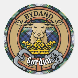 Pegatina Redonda Clan Gordon Escudo por Vestir Tartán