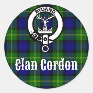 Pegatina Redonda Clan Gordon Tartan Escudo