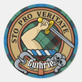 Pegatina Redonda Clan Guthrie Escudo por Tartán