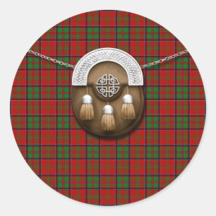 Pegatina Redonda Clan MacDonald De Glencoe Tartan Y Sporran
