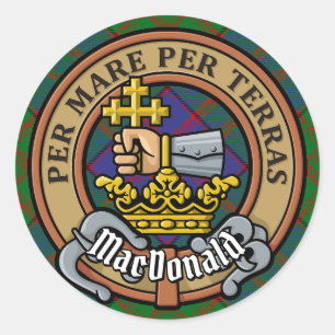 Pegatina Redonda Clan MacDonald Escudo por Tartán