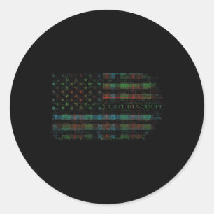 Pegatina Redonda Clan Macduff Caza Escocia Tartán Us Flag Kilt