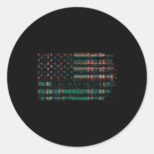 Pegatina Redonda Clan Macfarlane Hunting Scottish Tartán Us Flag Sc