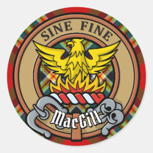 Pegatina Redonda Clan MacGill Escudo por Tartán