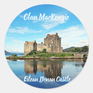 Pegatina Redonda Clan MacKenzie Castillo Eilean Donan Escocia