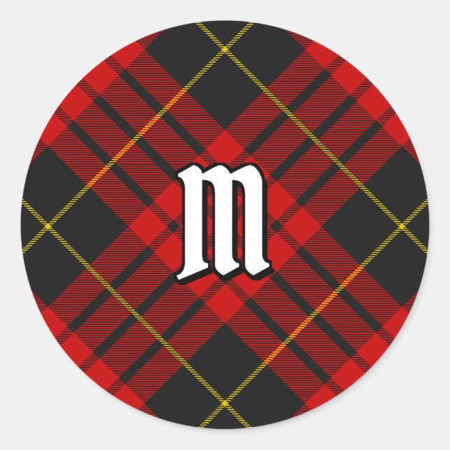 Pegatina Redonda Clan MacQueen Tartan (Anverso)