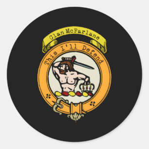 Pegatina Redonda Clan Mcfarlane Escudo de la placa de apellidos esc