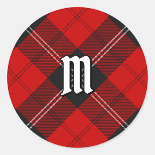 Pegatina Redonda Clan Ramsay Red Tartan