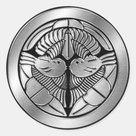 Pegatina Redonda Clan Uesugi Kamon Silver Chrome