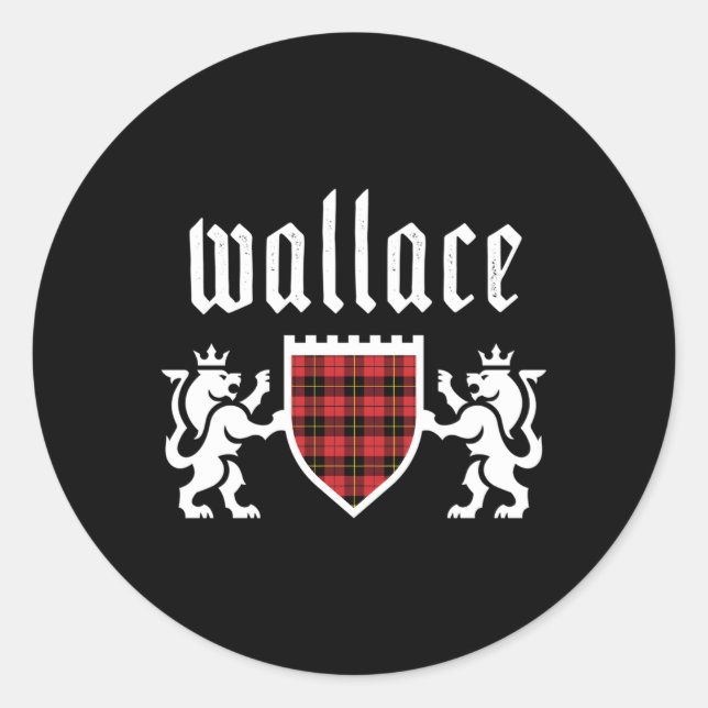Pegatina Redonda Clan Wallace Tan Scottish Plaid Wallace Family (Anverso)