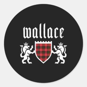Pegatina Redonda Clan Wallace Tan Scottish Plaid Wallace Family
