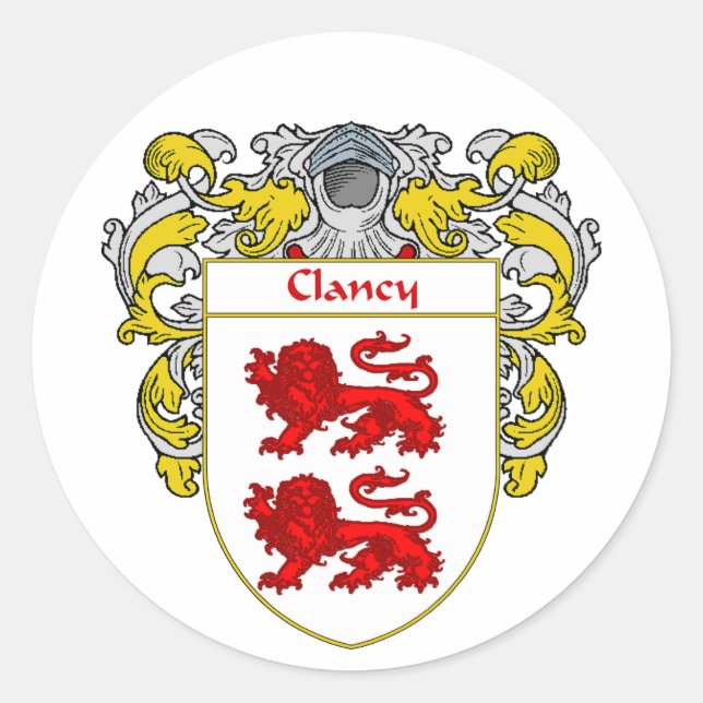 Pegatina Redonda Clancy Coat of Arms (Mantled) (Anverso)