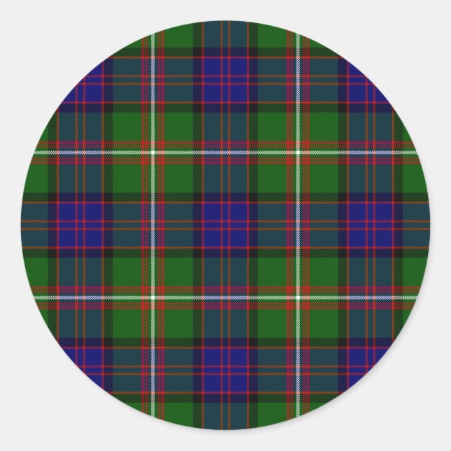 Pegatina Redonda Clanranald tartan azul plaga (Anverso)