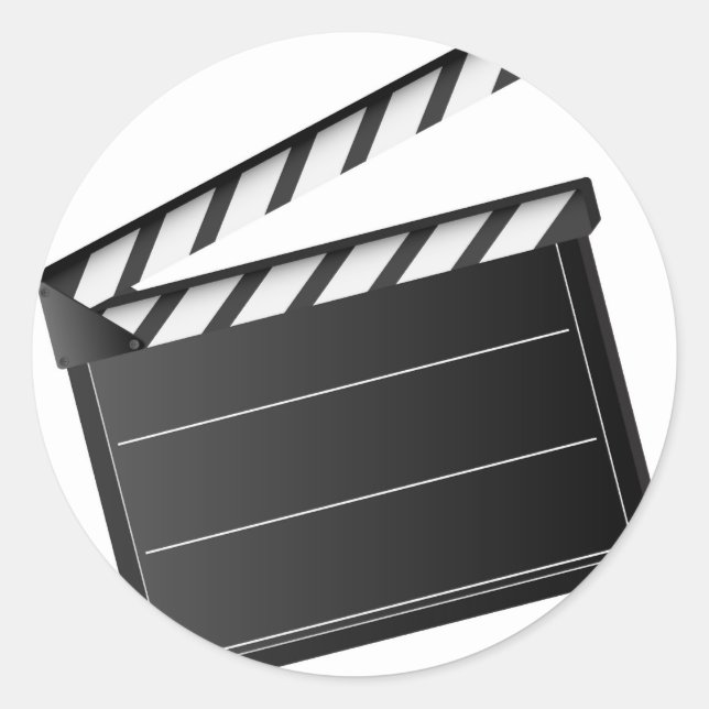 Pegatina Redonda Clapper de película (Anverso)